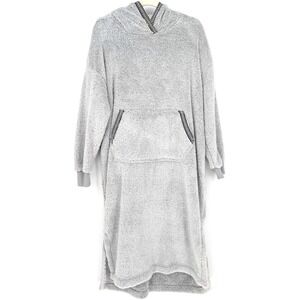 Joyspun Oversized‎ Fleece Hooded Plush Lounger Gray Cozy Size Small Warm Caftan